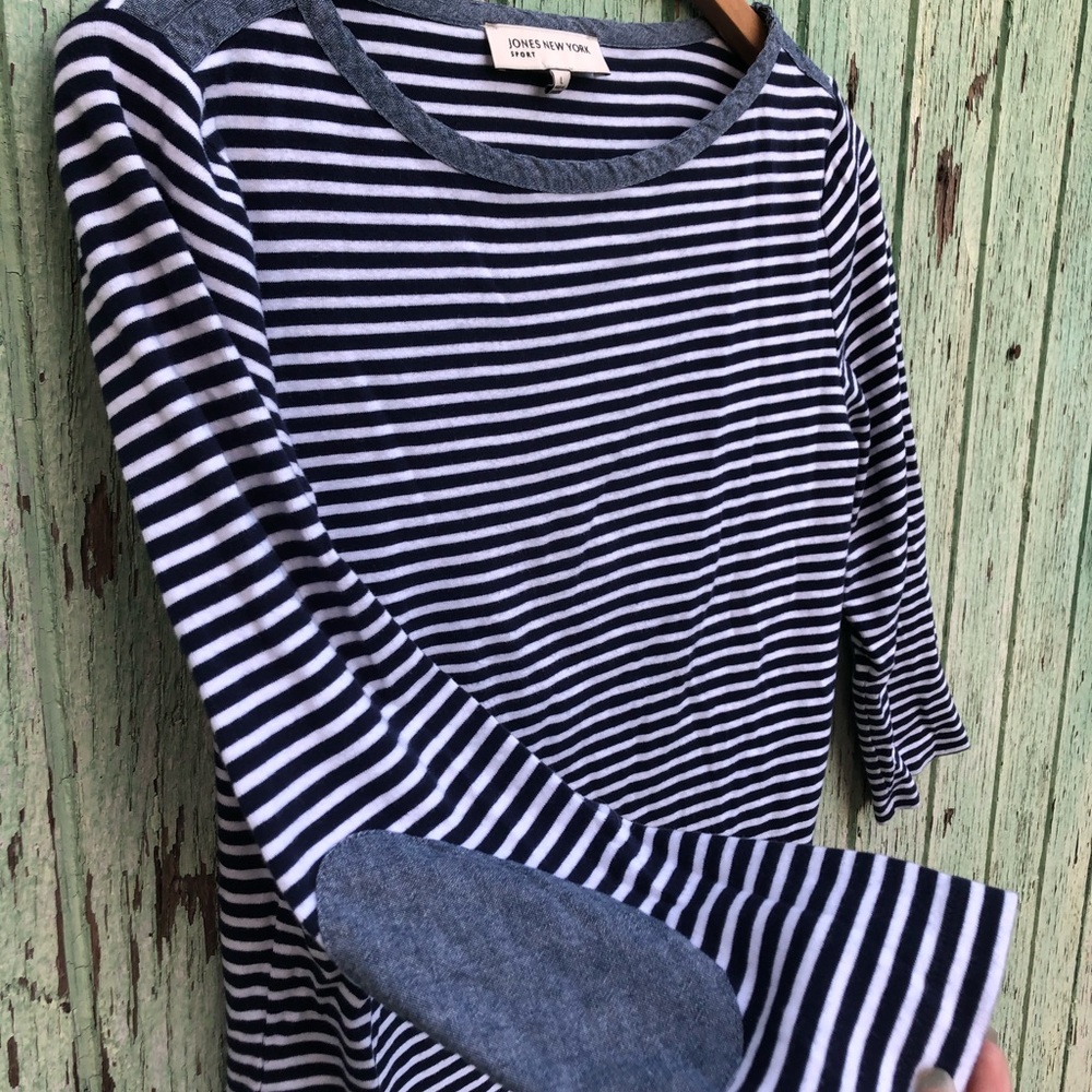 Jones New York striped and denim top